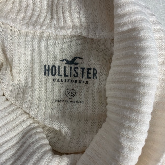 Hollister White Ribbed Cropped Turtleneck Long Sleeve Top Size Extra Small - Picture 6 of 6
